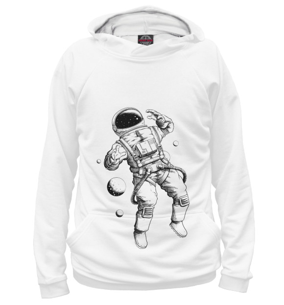 Женское худи с изображением Космонавт цвета Белый