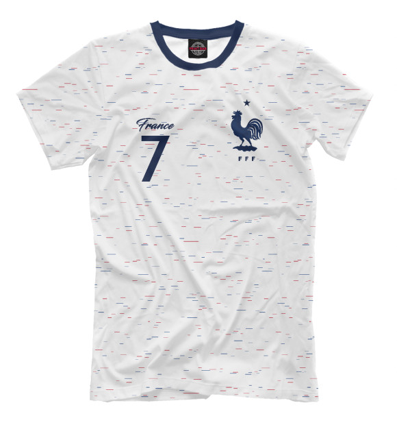 Мужская футболка с изображением Антуан Гризманн - Сборная Франции цвета Молочно-белый