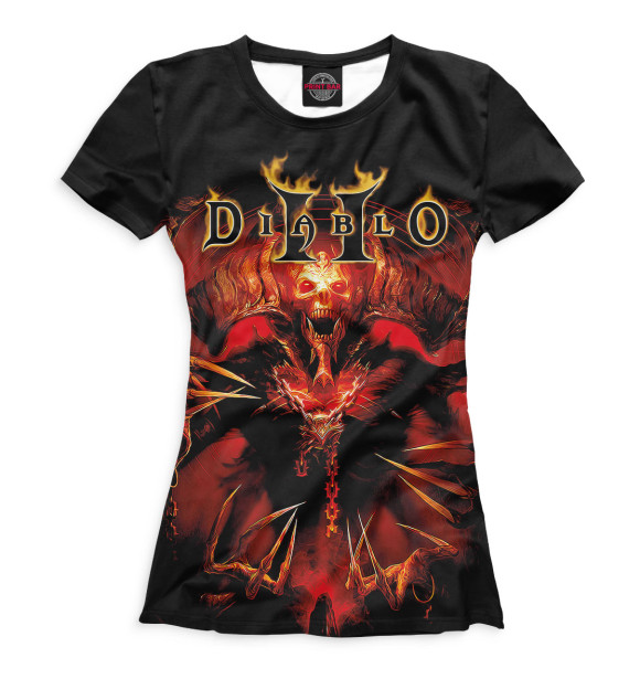 Женская футболка с изображением Diablo II цвета Белый