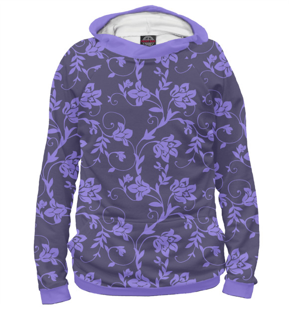 Женское худи с изображением Floral (Purple) цвета Белый
