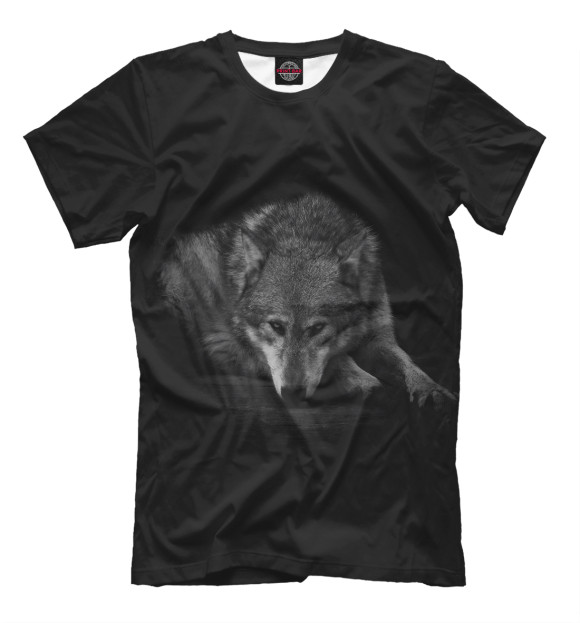Мужская футболка с изображением волк цвета Черный