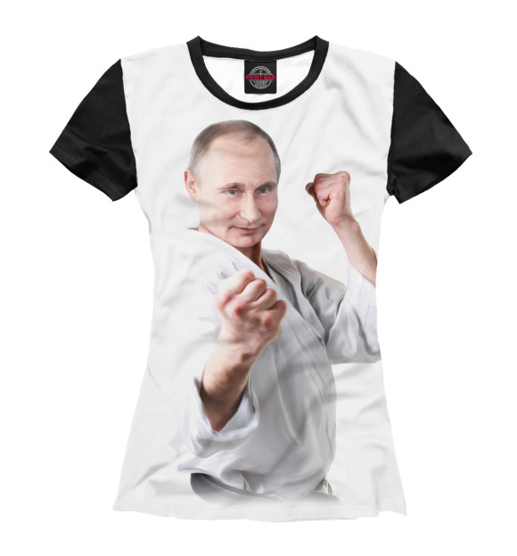 Женская футболка с изображением Путин в кимоно цвета Белый
