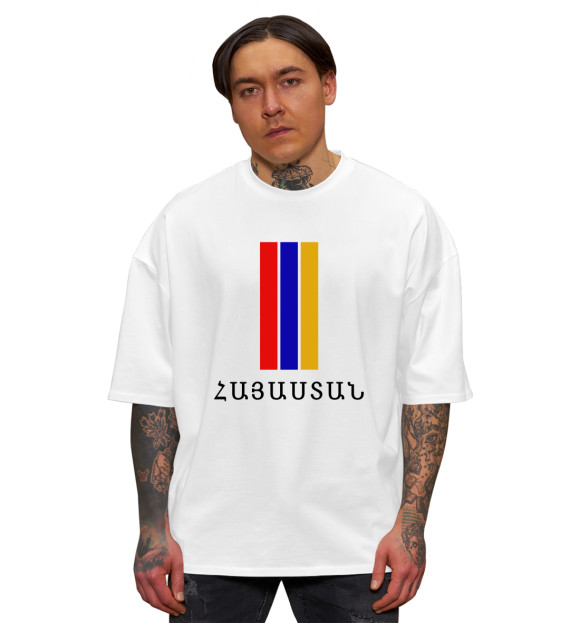 Мужская футболка оверсайз с изображением Армения цвета Белый