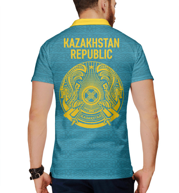 Мужское поло с изображением Казахстан цвета Белый