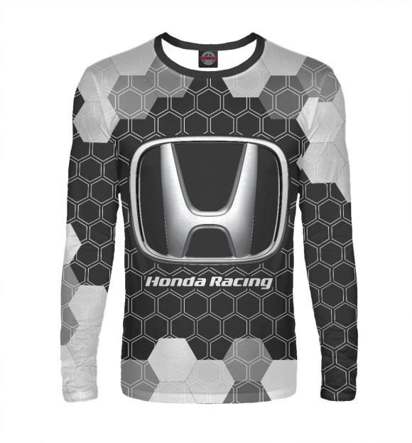 Мужской лонгслив с изображением Honda Racing цвета Белый