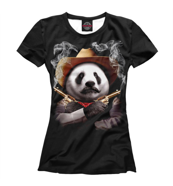 Женская футболка с изображением Панда шериф цвета Белый