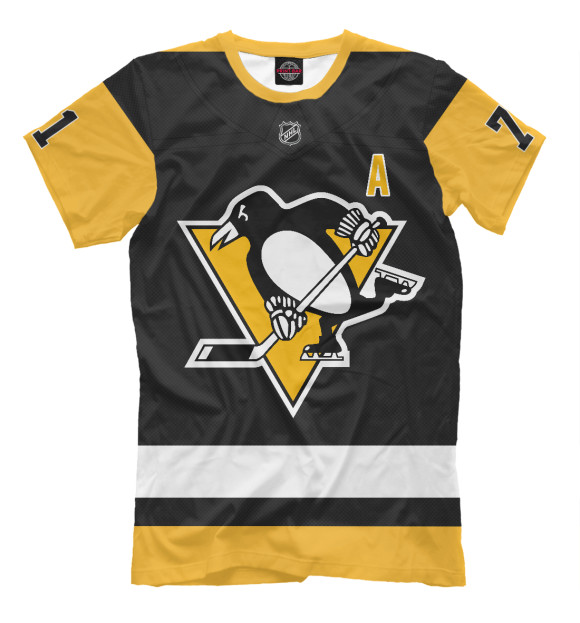 Мужская футболка с изображением Малкин Форма Pittsburgh Penguins 2018 цвета Черный