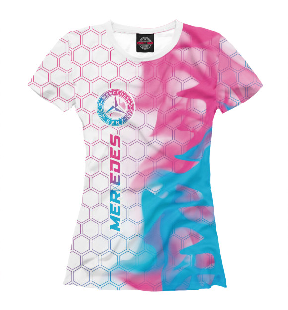Женская футболка с изображением Merсedes Neon Gradient цвета Белый