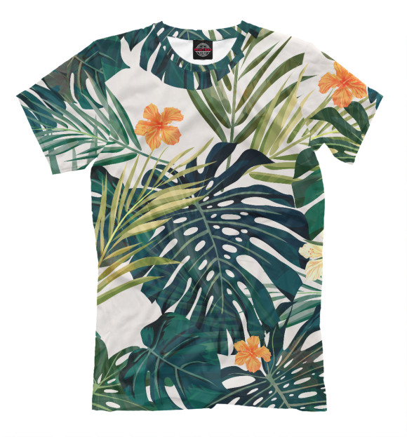 Мужская футболка с изображением Тропический цвета Молочно-белый