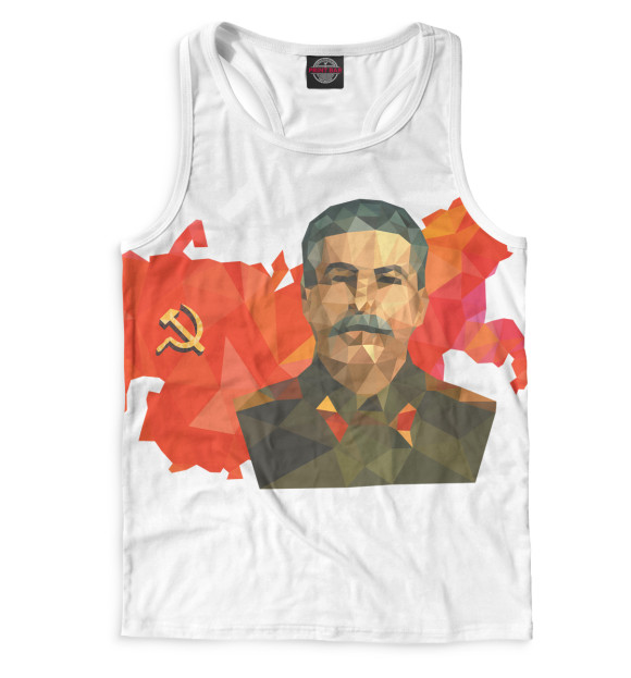 Мужская майка-борцовка с изображением Сталин цвета Белый