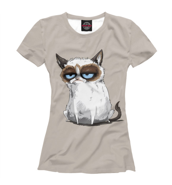 Женская футболка с изображением Сердитый Котик цвета Белый