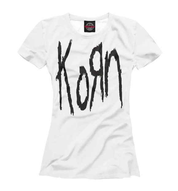 Женская футболка с изображением KoRn Logo цвета Белый
