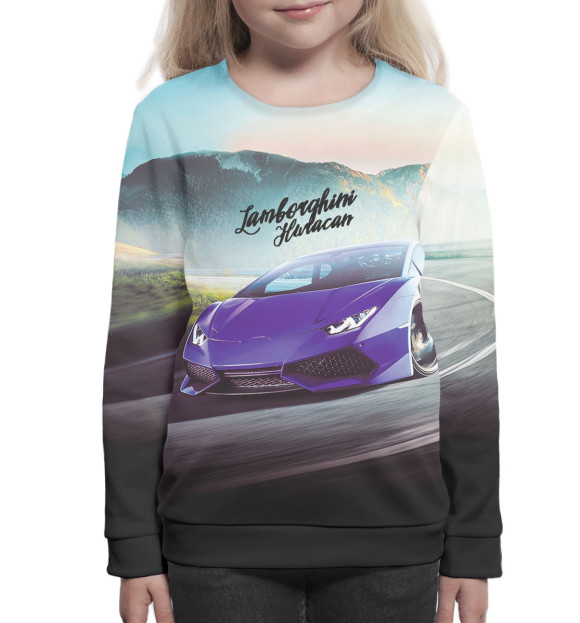 Свитшот для девочек с изображением Lamborghini Huracan цвета Белый