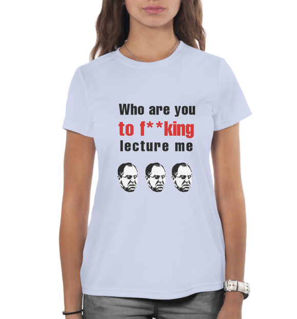Женская футболка с изображением Сергей Лавров цвета Белый
