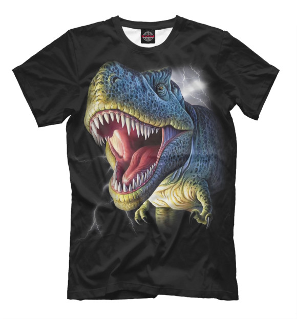 Мужская футболка с изображением Динозавр цвета Черный