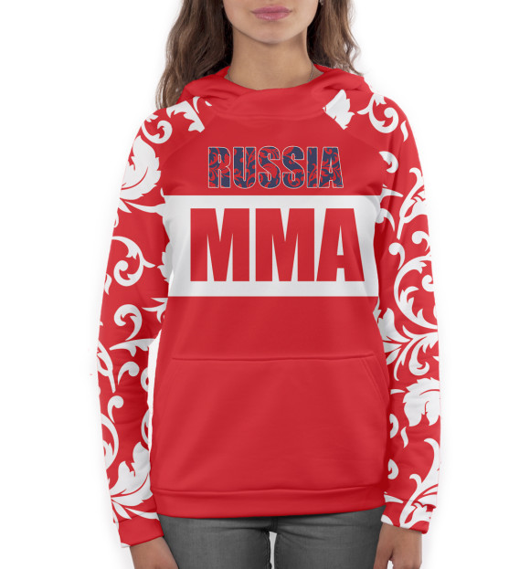 Женское худи с изображением MMA Russia цвета Белый