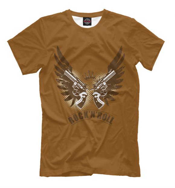 Мужская футболка с изображением Rock*N*Roll цвета Светло-коричневый