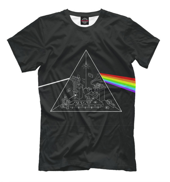Мужская футболка с изображением The Dark Side of the Moon цвета Черный