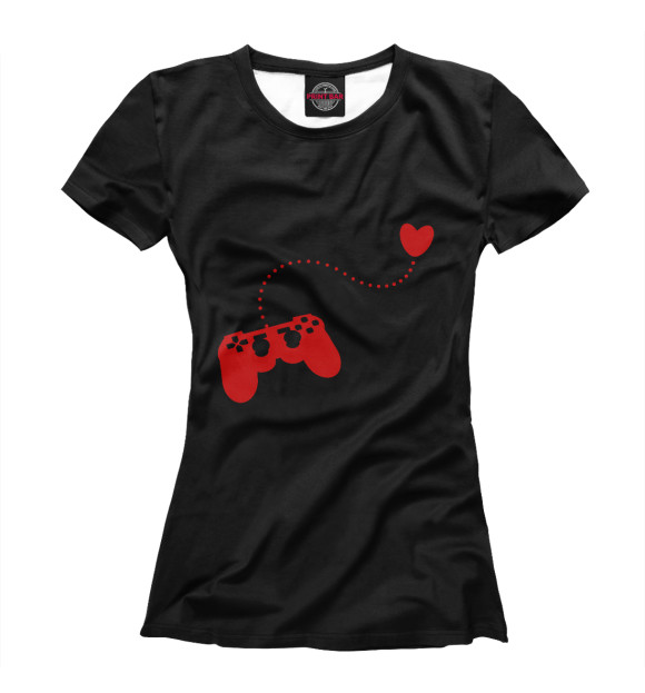 Женская футболка с изображением Путь к сердцу лежит через игры цвета Белый