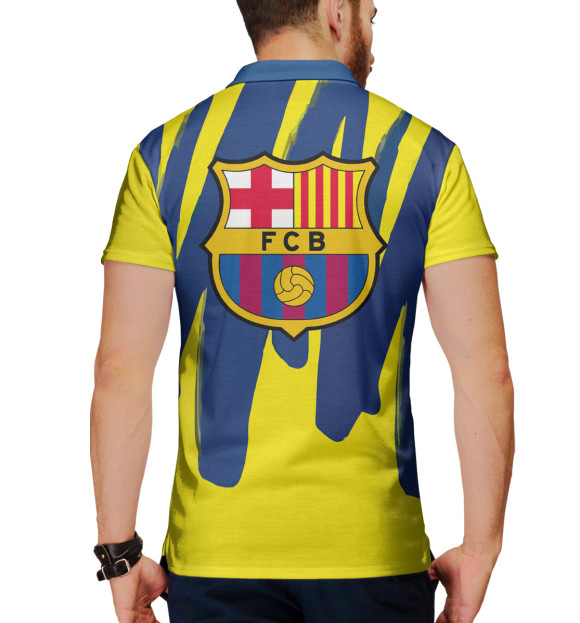 Мужское поло с изображением Герб FC Barcelona цвета Белый