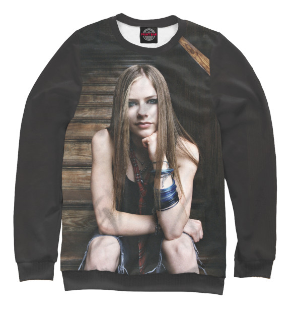 Мужской свитшот с изображением Avril Lavigne цвета Белый
