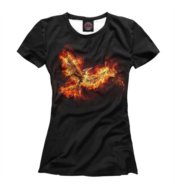 Женская футболка с изображением Пылающий феникс цвета Р‘РµР»С‹Р№