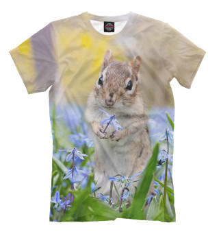 Мужская футболка Хомяк на цветочной поляне