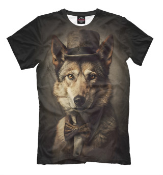 Мужская футболка Волк - винтажное фото