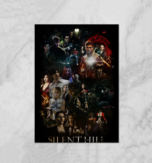 Плакат с изображением Silent Hill цвета Белый