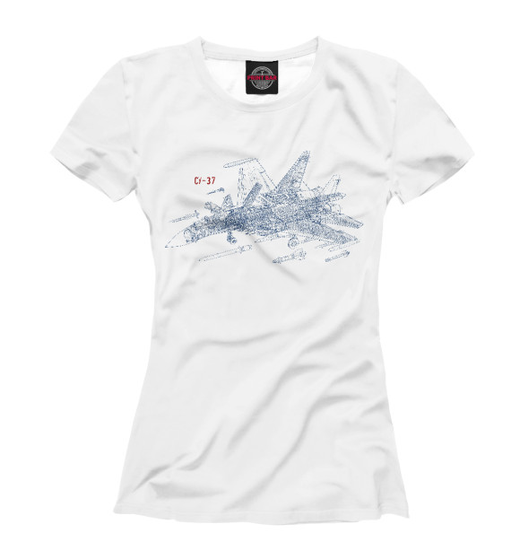 Женская футболка с изображением Су-37 цвета Белый