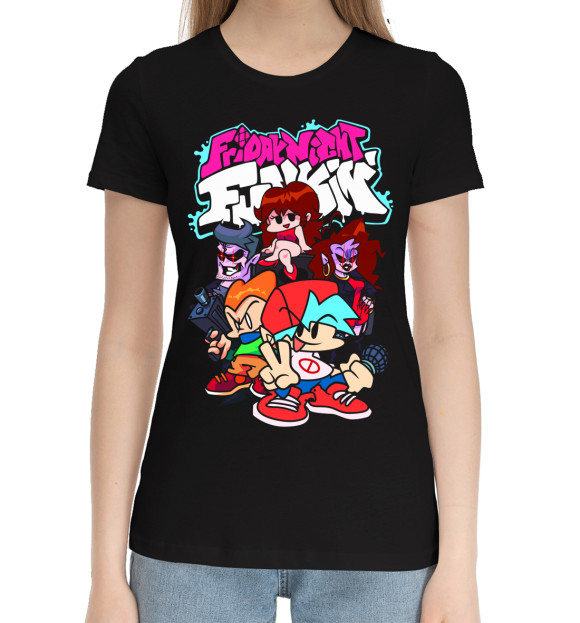 Женская хлопковая футболка с изображением Friday Night Funkin цвета Черный