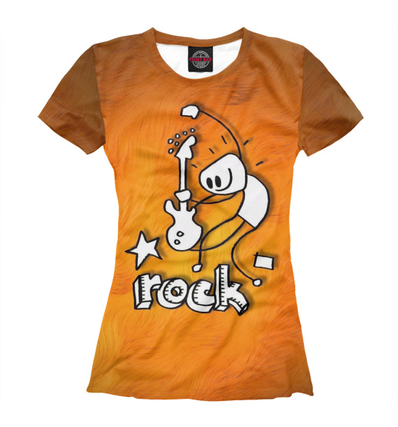 Женская футболка с изображением Человечек с гитарой цвета Белый