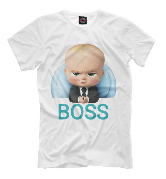 Мужская футболка с изображением Босс Молокосос цвета Молочно-белый