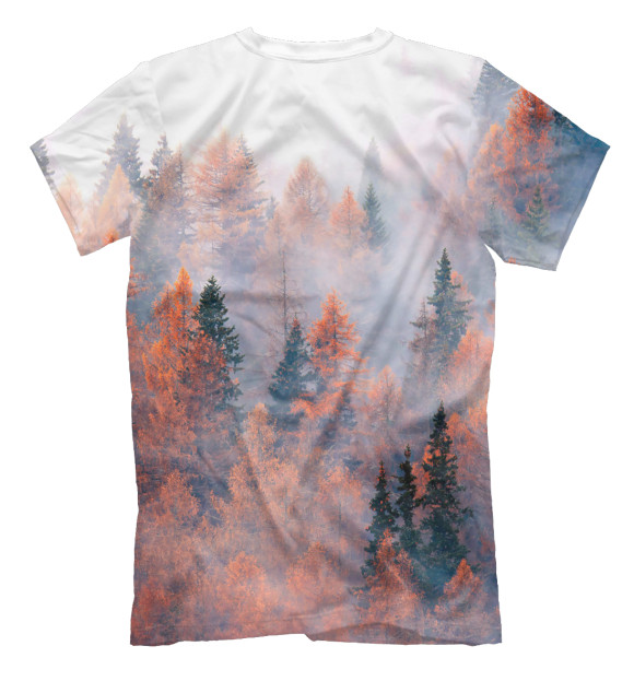 Мужская футболка с изображением Туман в горах цвета Белый