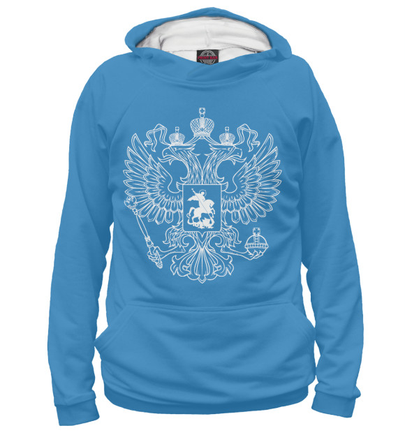 Женское худи с изображением Герб Российской Федерации цвета Белый