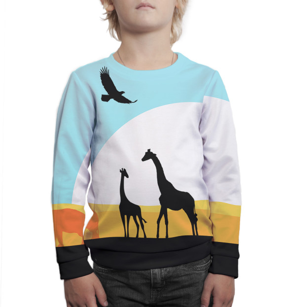 Свитшот для мальчиков с изображением Жирафы цвета Белый