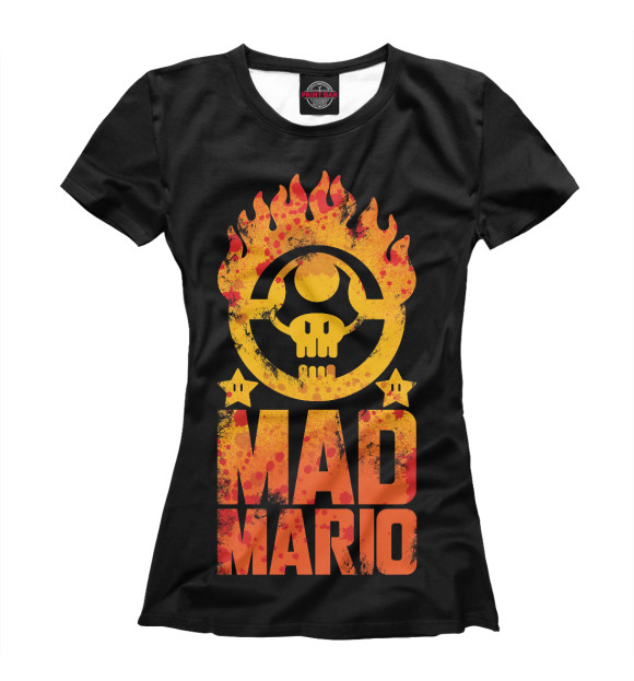 Женская футболка с изображением Mad Mario цвета Белый