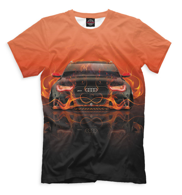 Мужская футболка с изображением Audi RS6 цвета Молочно-белый