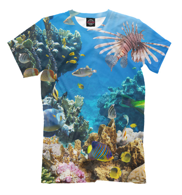 Мужская футболка с изображением В глубинах моря цвета Молочно-белый