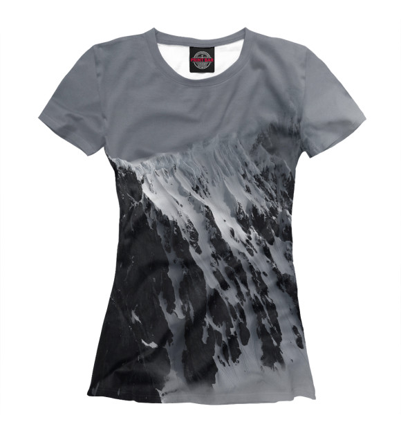 Женская футболка с изображением Снежные скалы цвета Белый
