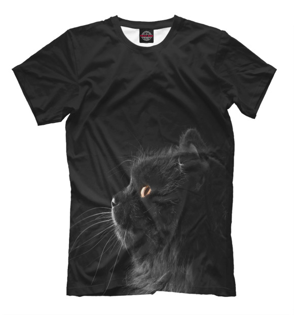 Мужская футболка с изображением кот цвета Черный