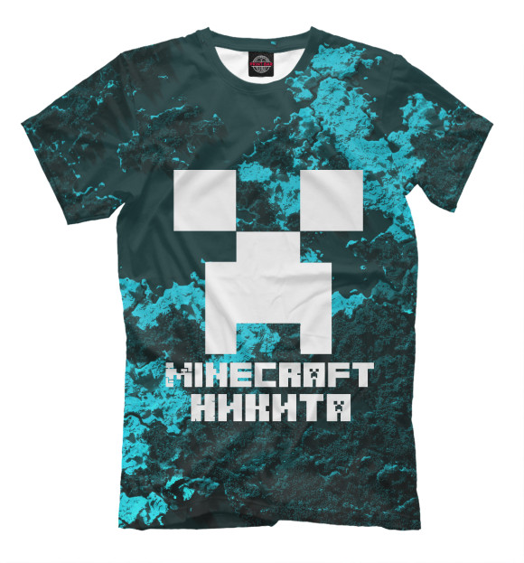 Мужская футболка с изображением Никита-Minecraft цвета Темно-зеленый