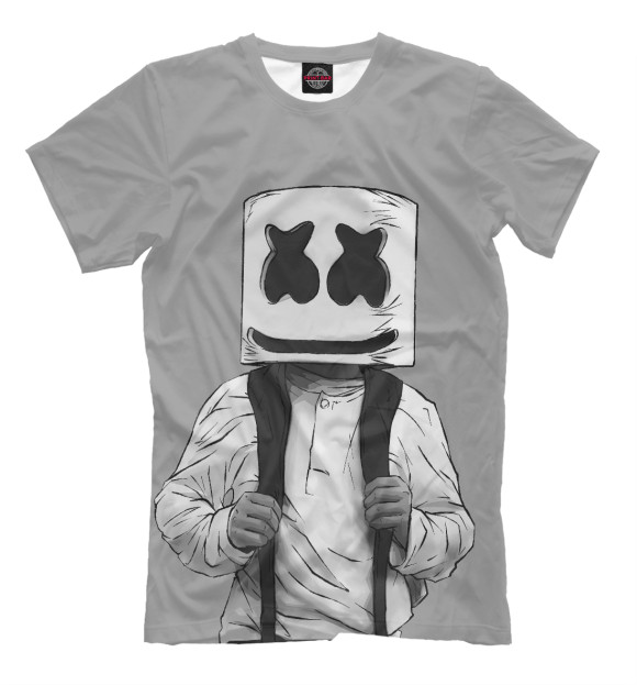 Мужская футболка с изображением Marshmello цвета Серый