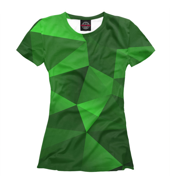 Женская футболка с изображением Зеленые Полигоны цвета Белый