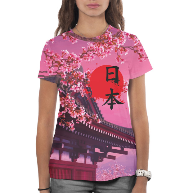 Женская футболка с изображением Япония цвета Белый