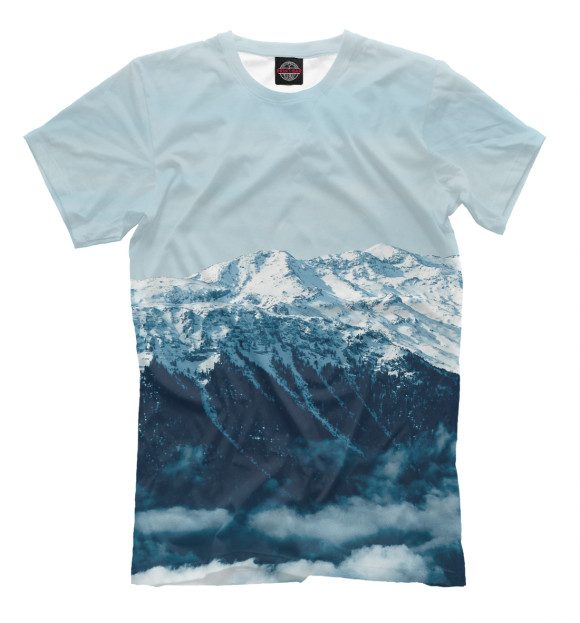 Мужская футболка с изображением Заснеженные горы цвета Бежевый