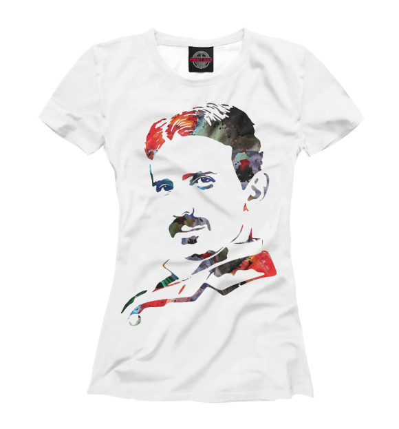 Женская футболка с изображением Nikola Tesla цвета Белый