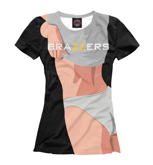 Женская футболка с изображением BRAZZERS цвета Белый