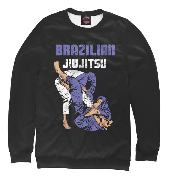 Свитшот для девочек с изображением BRAZILIAN JIU-JITSU цвета Белый