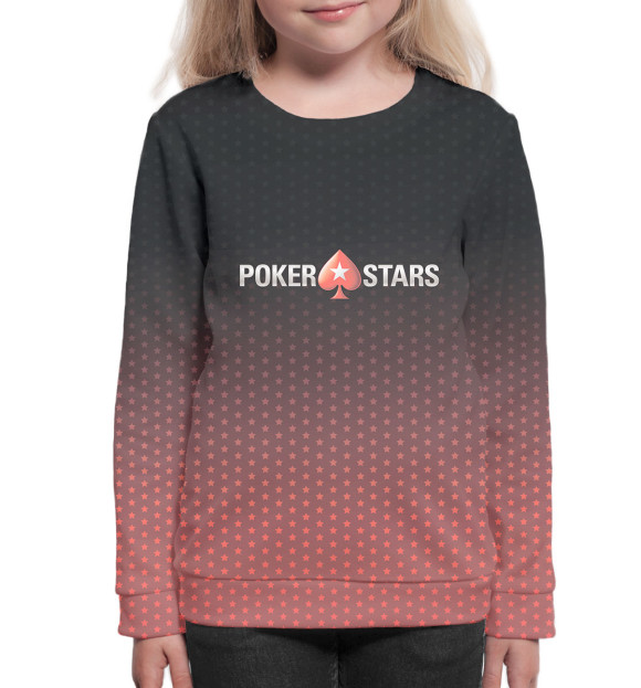 Свитшот для девочек с изображением Pokerstars цвета Белый